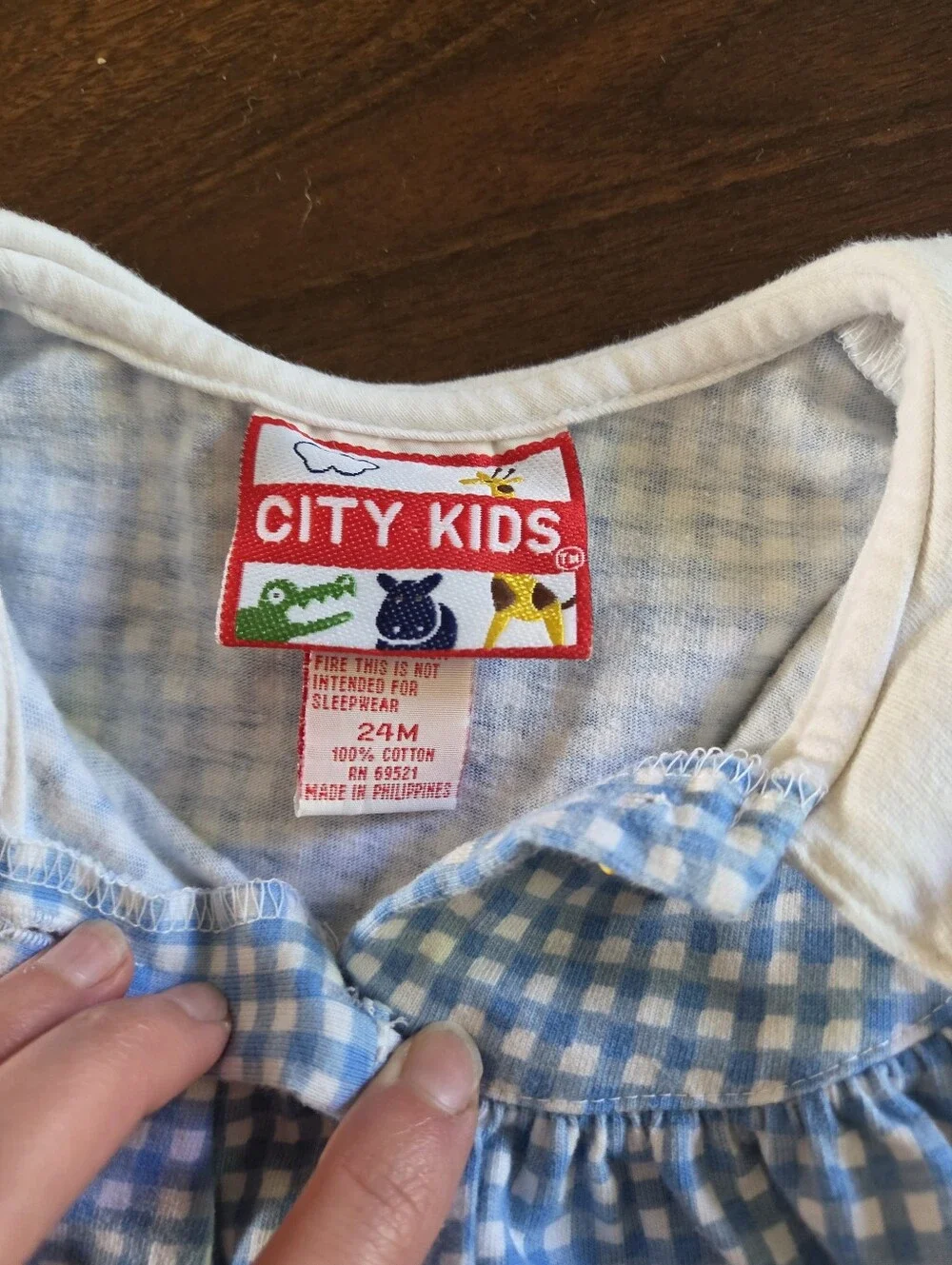 Vintage City Kids Blue Gingham Chicken & Duckling Outfit Set 2PC Top Shorts 24M